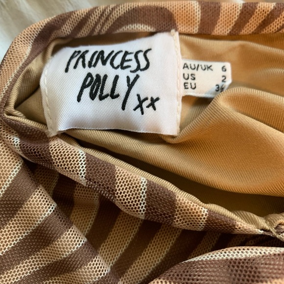 BENNIE MINI DRESS BROWN SWIRL Princess Polly Size 2 - Picture 6 of 6